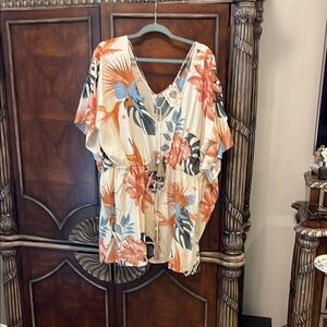 Cream Relaxed Tie Front Tunic
